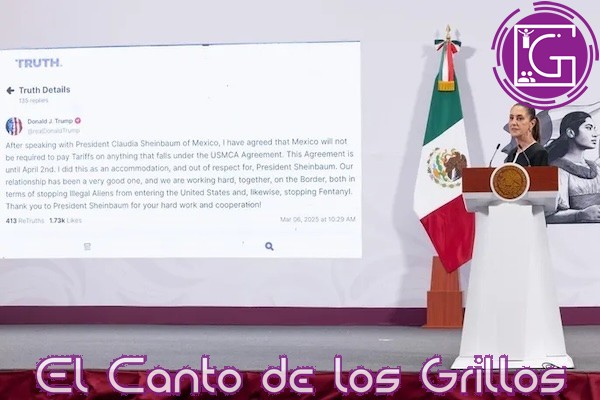 Anuncia Claudia Sheinbaum que México no pagará aranceles en productos dentro del T-MEC