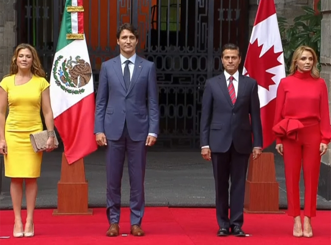 Da @EPN bienvenida oficial a Justin Trudeau en Palacio Nacional