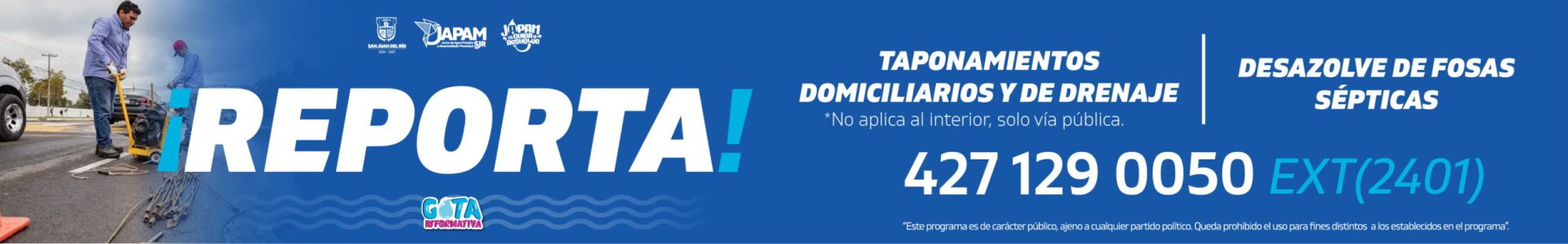 Banners medios cambio tamaños Julio taponamiento y desasolve